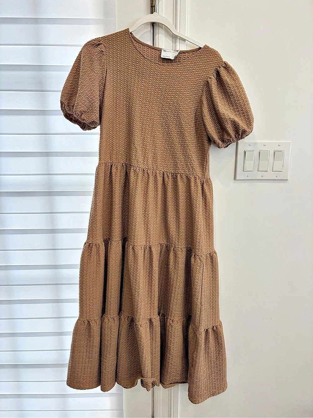 ASOS DESIGN oatmeal/pinkish Tiered Mini Dress Size 0 Like New